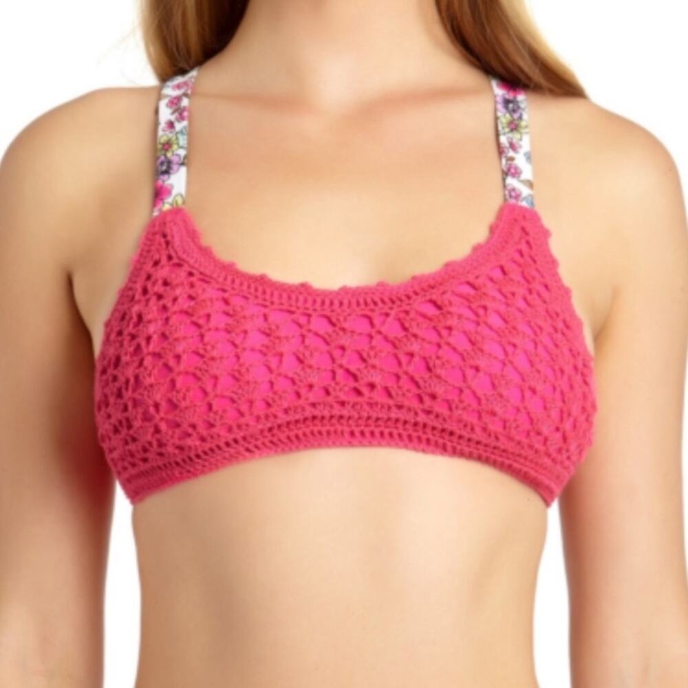 California Waves Crochet Bralette Swim Top XL